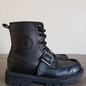 Polo Ralph Lauren Leather Ranger Hi II Combat Boot Moto Black Size Kids Boy's 12